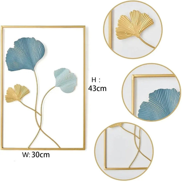 Nordic Ginkgo Leaf Wall Decor - Metal Wall Hanging