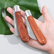 Folding Grafting Knife - Professional Garden Fruit Tree Grafting Cutter - Wooden Handle