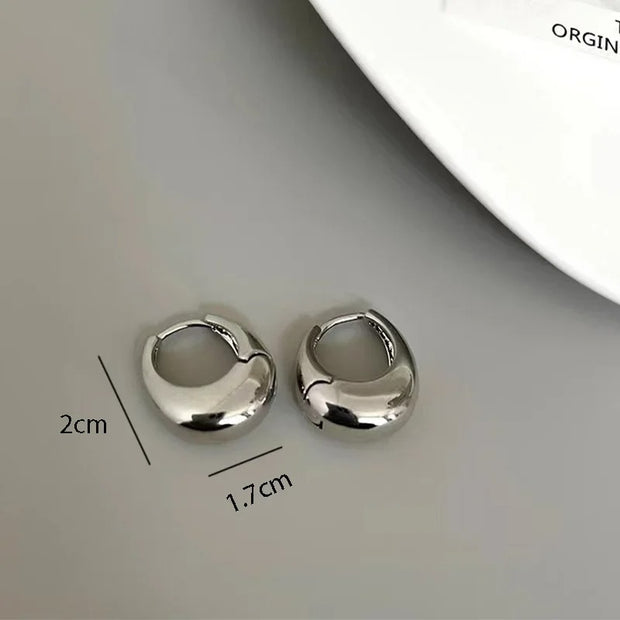 Smooth Metal Chunky Hoops - Premium Stainless Steel Earrings
