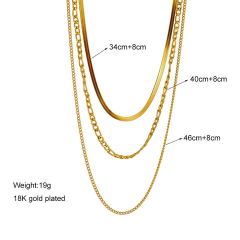 Triple Chain Elegance: Stainless Steel