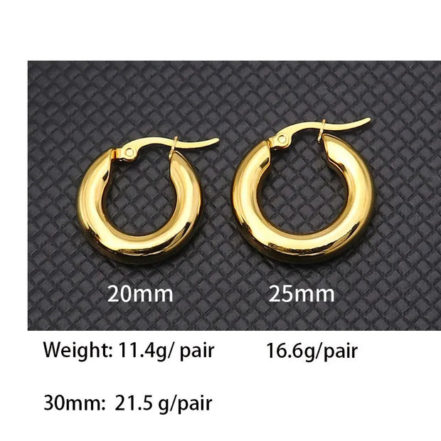Fat Chunky Hoops - 5mm Thick Stainless Steel Statement Earrings