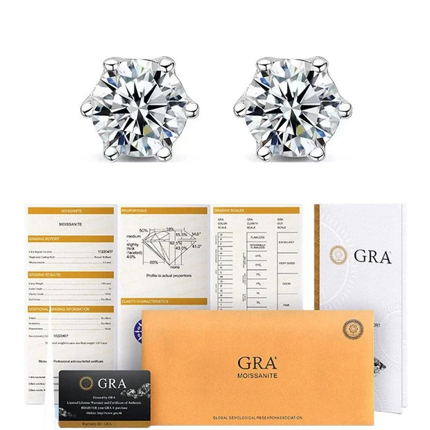 D Color Moissanite Screw-Back Stud Earrings