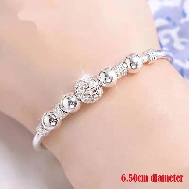 Silver Charm Lucky Beads Bangle