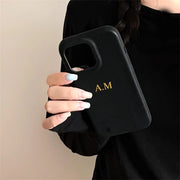 Personalized Leather iPhone 16 Case - Custom Name Luxury Protective Back Cover
