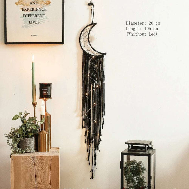 Moon and Star Dream Catcher - Boho Macrame Wall Hanging