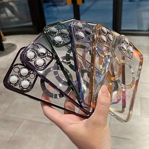Luxury Magsafe Clear Case for iPhone 11 12 13 14 15 16 Pro Max - Magnetic Wireless Charging