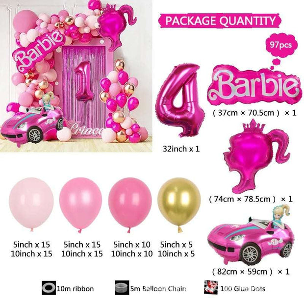 Royal Barbie Themed Balloon Garland Arch Kit (97PCS)