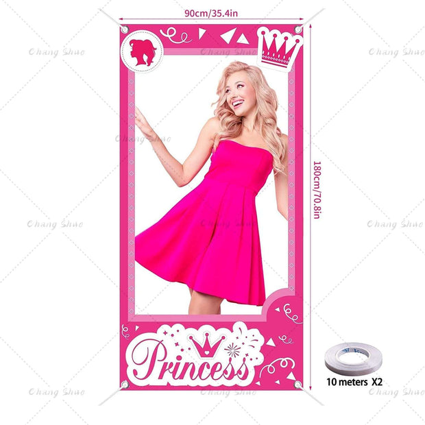 Sparkling Pink Barbie Photo Booth Frame Props