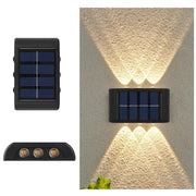 6 LED Solar Wall Lights - Up & Down Lighting - Outdoor Garden Patio Decor