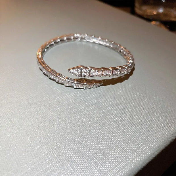 Classic Snake Zircon Cuff Bracelet