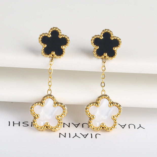 Delicate 5-Petal Clover Earrings: Gold Plated Stainless Steel