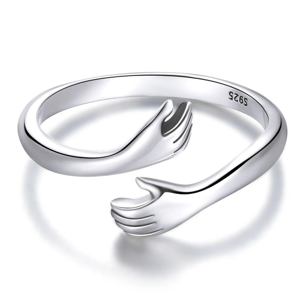 Sterling Silver Hugging Hands Ring