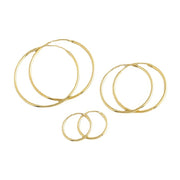 Gold Plated Round Hoop Earrings - Multiple Sizes Available