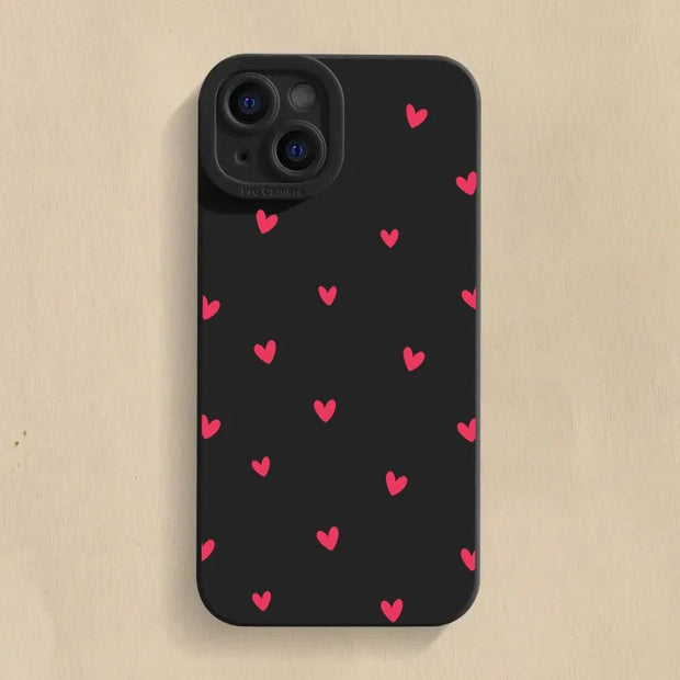 Black Love Heart iPhone Case - Shockproof Silicone Cover
