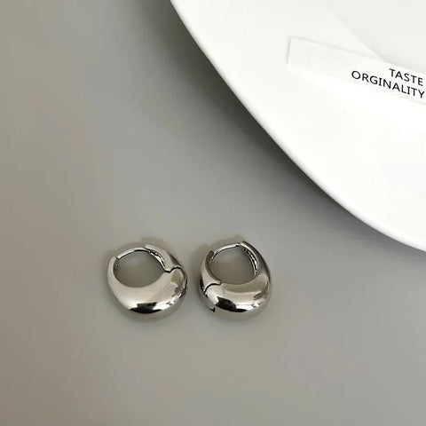 Smooth Metal Chunky Hoops - Premium Stainless Steel Earrings