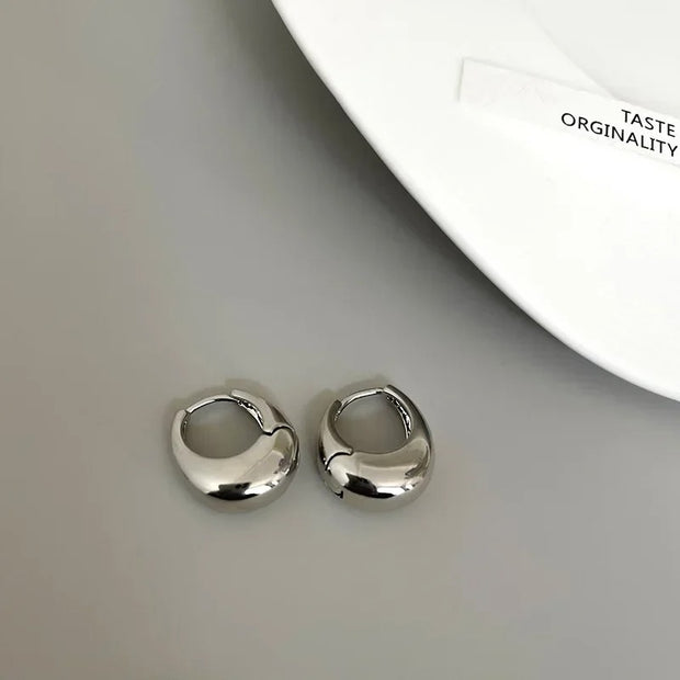 Smooth Metal Chunky Hoops - Premium Stainless Steel Earrings