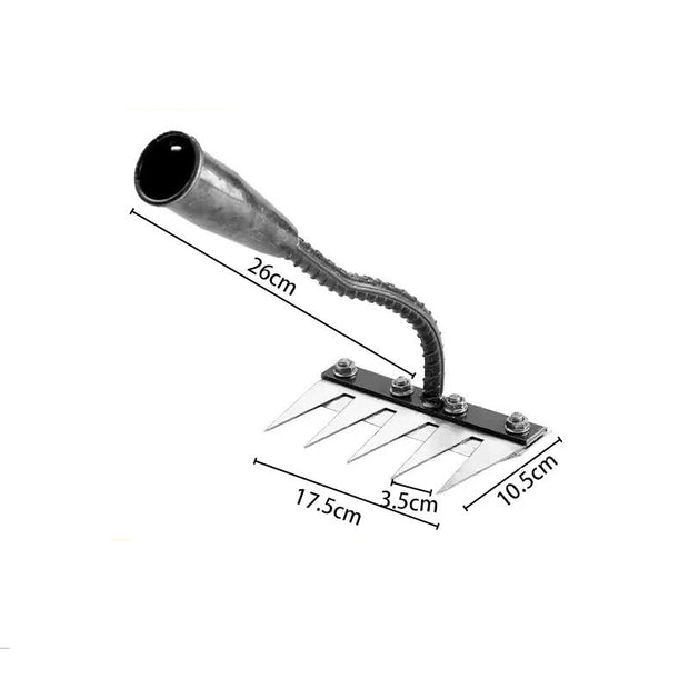 Iron Gardening Hoe Weeding Rake - Multi-Teeth Farm Tool - Soil Loosening Harrow