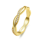 Classic Twisted CZ Ring - 14K Gold, 925 Sterling Silver