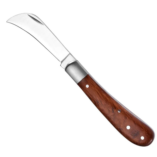 Folding Grafting Knife - Professional Garden Fruit Tree Grafting Cutter - Wooden Handle