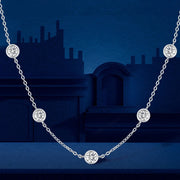 5 Stone Bubble Moissanite Necklace - 18K Gold, 925 Silver, VVS1, GRA Certified