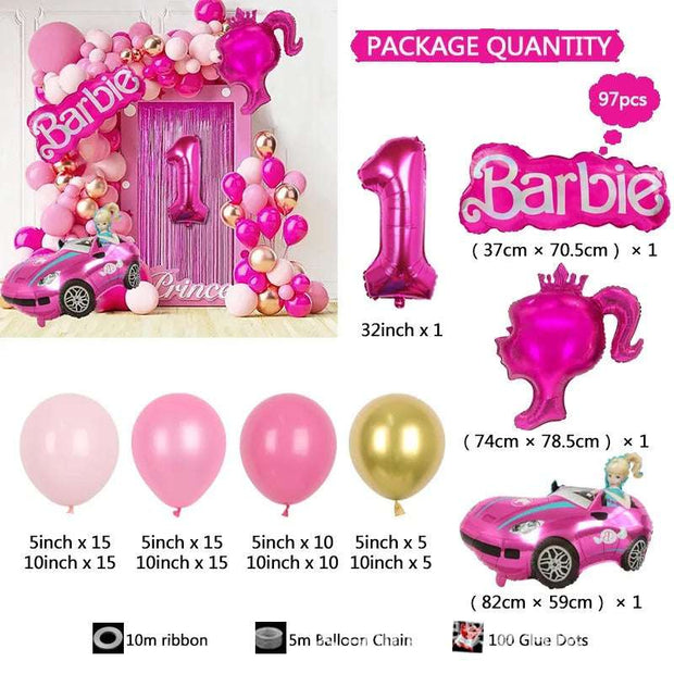 Royal Barbie Themed Balloon Garland Arch Kit (97PCS)