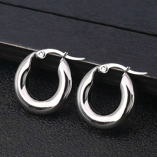 Fat Chunky Hoops - 5mm Thick Stainless Steel Statement Earrings
