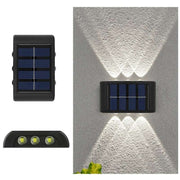 6 LED Solar Wall Lights - Up & Down Lighting - Outdoor Garden Patio Decor