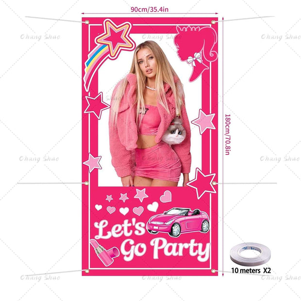 Sparkling Pink Barbie Photo Booth Frame Props