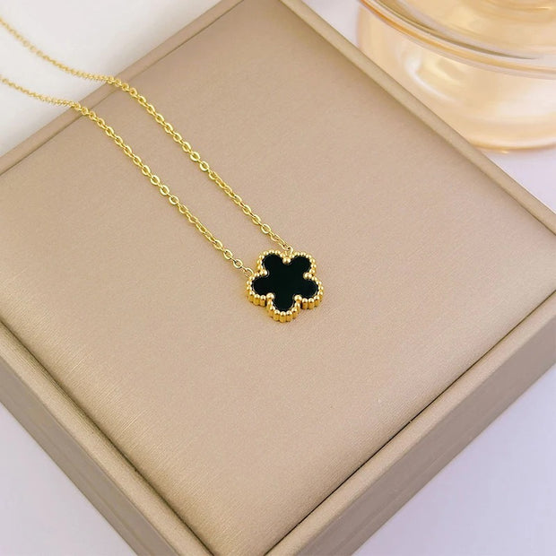 Luxurious 5-Petal Clover Necklace: Gold Plated Stainless Steel