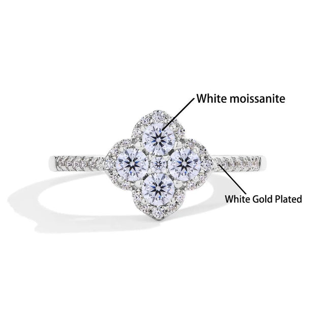 Clover Moissanite Ring | D VVS1 | 925 Sterling Silver