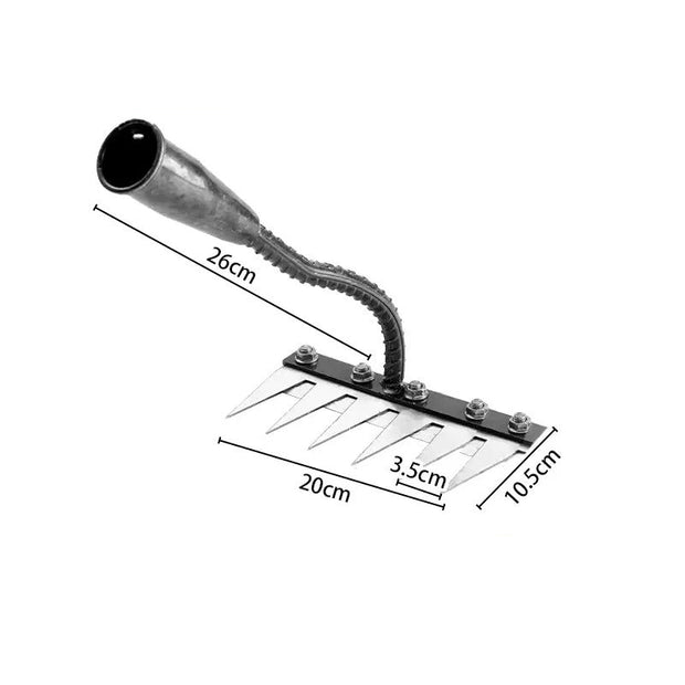Iron Gardening Hoe Weeding Rake - Multi-Teeth Farm Tool - Soil Loosening Harrow