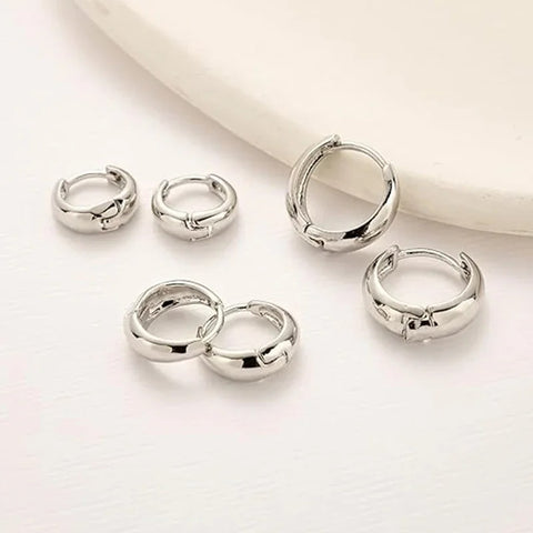 Trendy Stackable Hoop Set - 3 Pairs Gold Twist Cuff Earrings