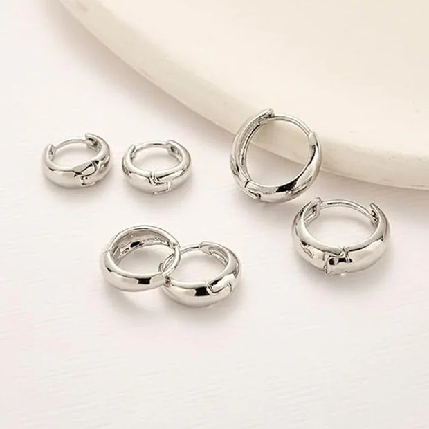 Trendy Stackable Hoop Set - 3 Pairs Gold Twist Cuff Earrings