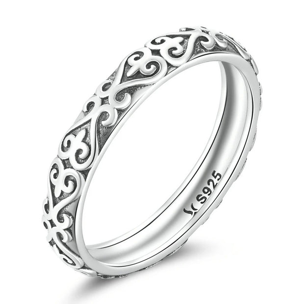 Embossed Flower 925 Sterling Silver Ring