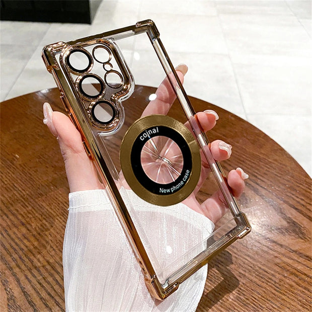Transparent Magsafe Case Samsung S24 Ultra S23 FE S22 Plus - Magnetic Shockproof