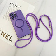 Crossbody Lanyard Magnetic Case for iPhone 16 15 14 13 12 11 Pro Max (MagSafe & Camera Protection)