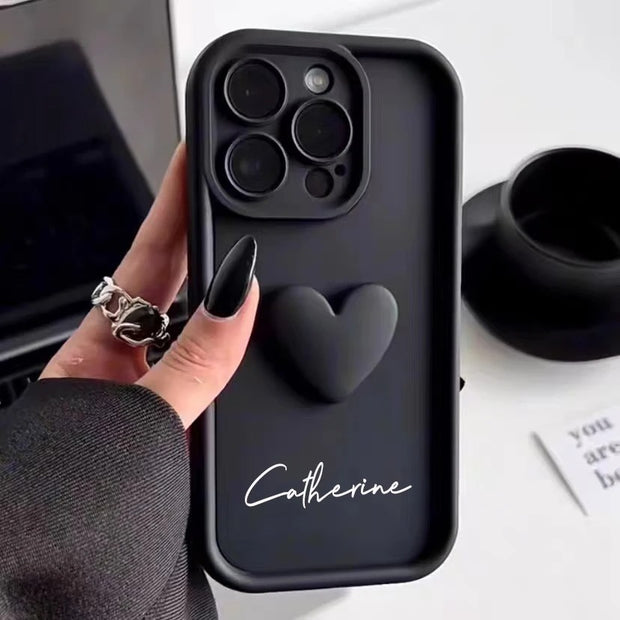 Cute INS Love Heart Personalized Name iPhone Case