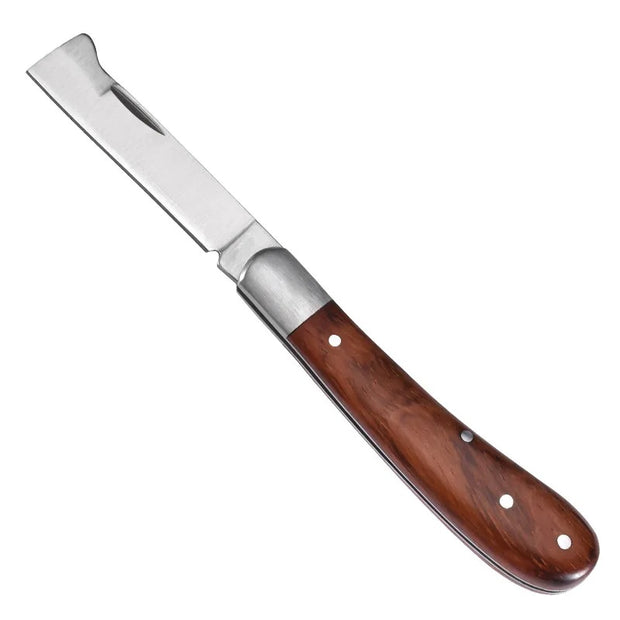 Folding Grafting Knife - Professional Garden Fruit Tree Grafting Cutter - Wooden Handle