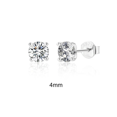 Luxe D Moissanite Studs: 0.5-1.2CT, 925 Silver