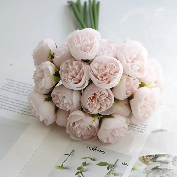 Peony Silk Flower Bouquet (27 Heads)