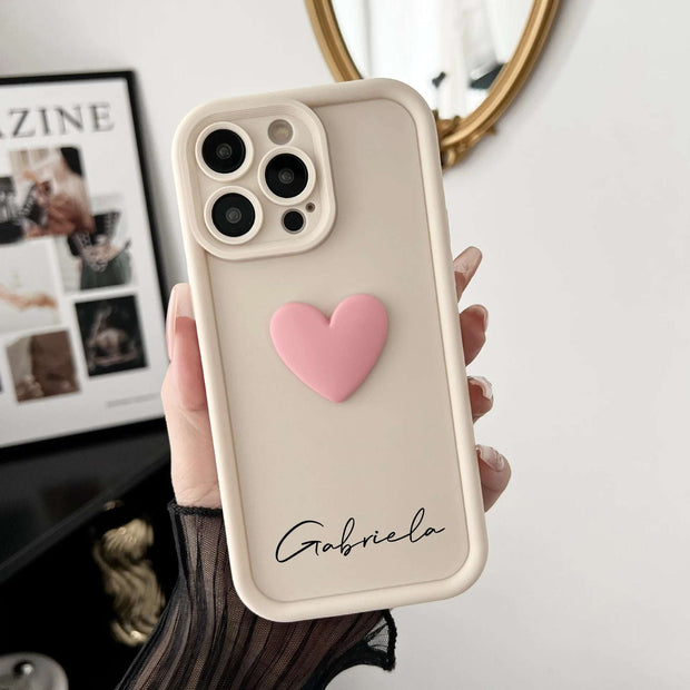 Cute INS Love Heart Personalized Name iPhone Case