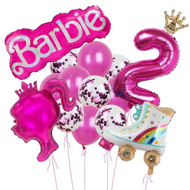 Royal Pink Princess Balloon Set for Barbie Fans