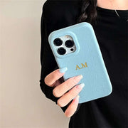 Personalized Leather iPhone 16 Case - Custom Name Luxury Protective Back Cover