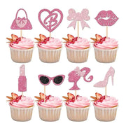Sparkling Pink Barbie Girl Cake Topper Set