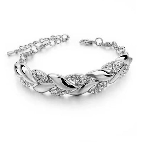 Luxury Braided Leaf Crystal Bracelet