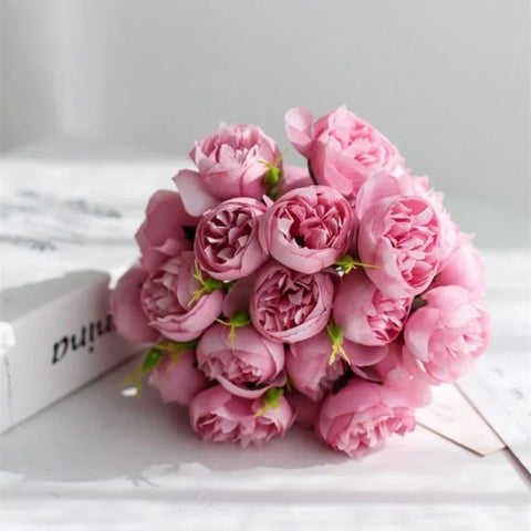 Peony Silk Flower Bouquet (27 Heads)