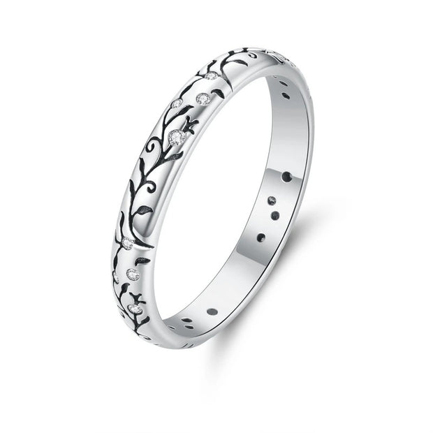 Embossed Flower 925 Sterling Silver Ring