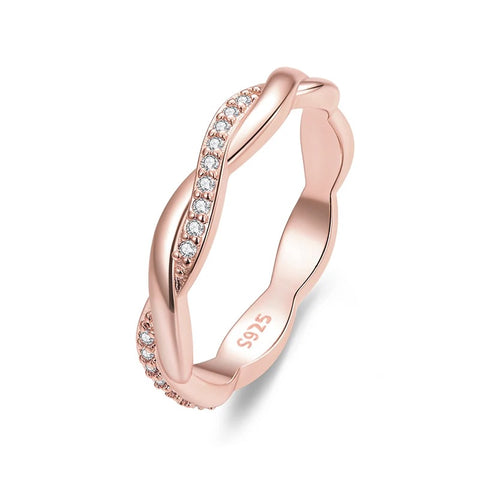 Classic Twisted CZ Ring - 14K Gold, 925 Sterling Silver