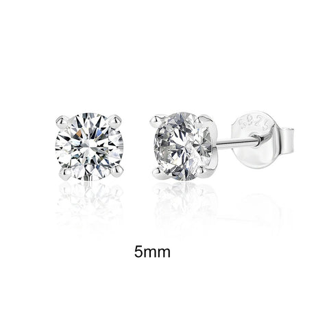 Luxe D Moissanite Studs: 0.5-1.2CT, 925 Silver