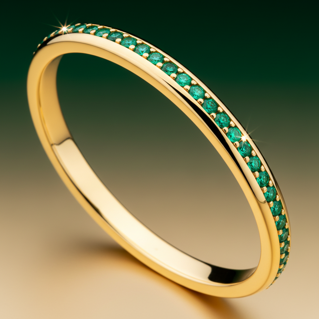 THE BRACELETS - Gold Bangle with Emeralds